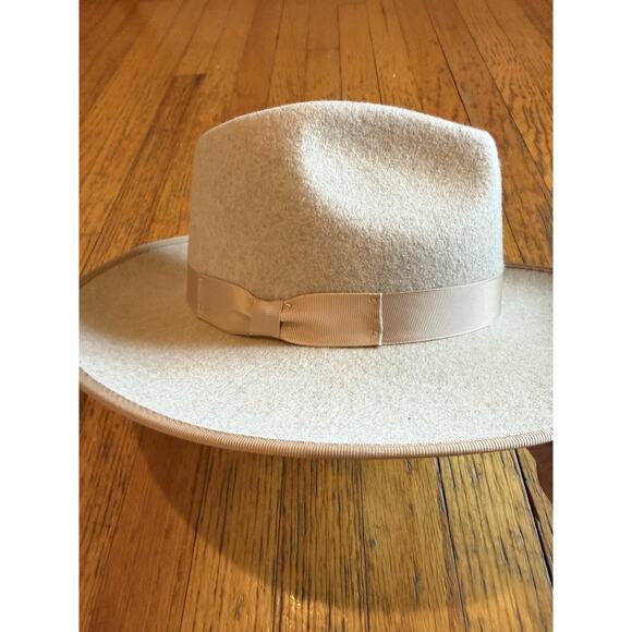 Gigi Pip Hat Fedora Fitted Womens 57 Beige Australian Wool Wide Brim Rancher - Picture 3 of 7